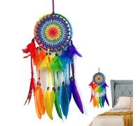 Dream Catcher Wall Decor - Rainbow Decorative Ornament | Handmade Dream Catcher | Colorful Dream Catcher Decor | Rainbow Dream Catcher for Living Room | Bedroom