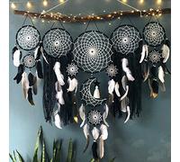 Dream Catcher Wall Decor Set of 5 - Large Dream Catchers with Moon & Wolf Designs for Bedroom, Nursery, Wedding - Native American Indian Inspired Wall Hanging Decor for Boys, Girls, Adults"