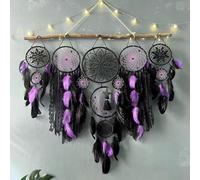 Dream Catcher Wall Decor Set of 5 - Large Dream Catchers with Moon & Wolf Designs for Bedroom, Nursery, Wedding - Native American Indian Inspired Wall Hanging Decor for Boys, Girls, Adults"