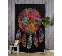 Dream Catcher Wall Hanging Living Room Decorative Wall Tapestry Cotton Tie Dyed Boho Trippy Twin Tapestries Wall Art Hippie Bohemian Tapestry 85x54 inches (Dream Catcher- Multicolour 1)