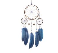 Dream Catcher Wind Chime Ornament Chaser Handmade Feather Decoration Indoor Retro Wall Blue Tree Of Life With Feathers Wedding Party Blessing Gift