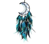 Dream Catcher with Black and Blue Feather Design - Wolf Theme Wall Hanging for Boys, Girls, Teen Bedroom Accessories - Home Craft Gift