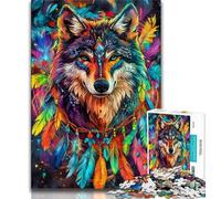 Dream Catcher Wolf 1000 Pieces Jigsaw Puzzle For Adults Teens,Learning Educational Toy for Is Ideal As A Gift for The Whole Family (38x26cm)
