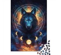 Dream Catcher Wolf Adult Jigsaw Puzzle, 1000 Pieces, 38x26cm/1000pcs; Low-dust White Pieces for Sorting; for Relaxed Evenings at The Table