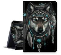 Dream Catcher Wolf Case for iPad Pro 11 inch (2024 Model, 5th Gen), Shockproof PU Leather Folding Adjustable Stand Case with Auto Sleep/Wake for 11" iPad Pro 5th Gen 2024