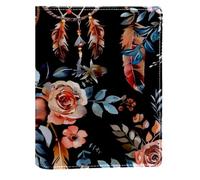 Dream Catchers Flower Replaceable Book Cover, Reusable PU Leather Book Protector, Suitable for 148x210 mm Notebooks