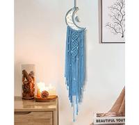 Dream Catchers Moon Dream Catcher with Light, Blue Dream Catcher for Girls Room Wall Decor for Women, Macrame Dreamcatcher Boho Bedroom Decor for Teen Girls Boys for Mom Room Decor