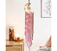 Dream Catchers Pink Dream Catcher for Girls Bedroom Wall Decor for Women, Moon Dream Catcher with Light, Macrame Dreamcatcher Boho Room Decor for Teen Girls Birthday Gifts for Women Bedroom Decor