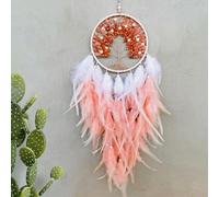 Dream Catchers, Pink Dream Catcher Tree of Life Wall Decor, with Natural Healing Crystal Stone, Perfect Rose Agate Handmade Dreamlike Dream Catcher for Girls Bedroom Decor Art Craft Gift