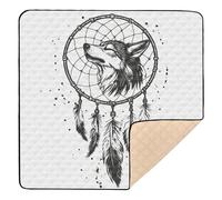 Dream Catchers Tribal Wolf White Large Non-Slip Baby Playmat for Floor Cozy Breathable Baby Crawling Mat for Babies Infants Toddlers, 50'' x 50''