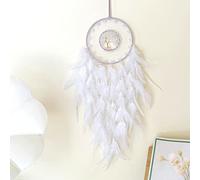 Dream Catchers, White Dream Catcher Tree of Life Wall Decor, with Natural Healing Crystal Stone, Perfect Rock Crystal Handmade Dreamlike Dream Catchers for Bedroom Decor Art Craft Gift