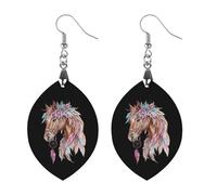 Dream Catching Horse Artistic Wooden Earrings Pendant Vintage Earring Hooks Trendy Vacation Dangle Boho Eardrop Star