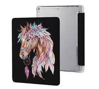 Dream Catching Horse Tablet Case with Pencil Holder Compatible with iPad 9th/ 8th/ 7th Lightweight Hard Protective Cover