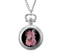 Dream Catching Wild Horse Men's Pocket & Fob Watches Silent Ticking Quartz Alloy Chain Watch for Daily Use Silver-Style