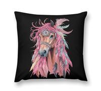 Dream Catching Wild Horse Plush Pillowcases Soft Throw Pillow Covers Body Cushion Protective Case for Sofa Car Home Decor 22 "x22 "