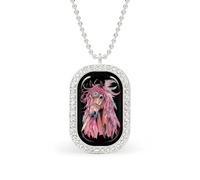 Dream Catching Wild Horse Women's Alloy Long Necklaces Square Pendant Ladies Diamond Necklace Jewelry Gift Silver-style