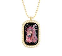 Dream Catching Wild Horse Women's Alloy Long Necklaces Square Pendant Ladies Diamond Necklace Jewelry Gift Golden-style