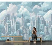 Dream City Landscape Photo Wallpaper -200 X 150 Cm Non-Woven Premium Fleece Wall Mural, Retro Comic Style Bedroom Living Room Decoration Poster