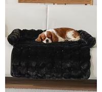 Dream Cloud Pet Sofa Bed, 2026 Upgraded Plush Dog & Cat Couch Bed with Raised Edge, Non-Slip Bottom, Washable Velvet Pet Mat for Furniture & Car Seat Protection (Black)