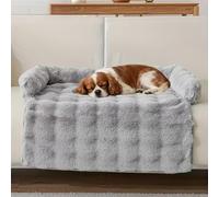 Dream Cloud Pet Sofa Bed, 2026 Upgraded Plush Dog & Cat Couch Bed with Raised Edge, Non-Slip Bottom, Washable Velvet Pet Mat for Furniture & Car Seat Protection (Light Grey)