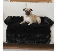 Dream Cloud Pet Sofa Bed, Comfortable Dog Beds, Cozy Rabbit-Velvet Non-Slip Washable Fluffy Plush Pet Mat for Small Medium Dogs & Cats (Black(29.5 * 29.5in))