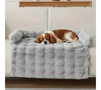 Dream Cloud Pet Sofa Bed, Comfortable Dog Beds, Cozy Rabbit-Velvet Non-Slip Washable Fluffy Plush Pet Mat for Small Medium Dogs & Cats (Light gray(29.5 * 29.5in))