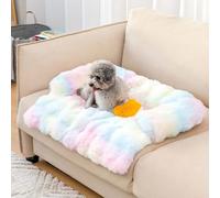 Dream Cloud Pet Sofa Bed, Fluffy Fuzzy Cozy Washable Dog Couch Cover, Easy to Maintain for Furniture Protector, Non-slip Orthopedic Plush Dog Mat for Sofa, Car & Floor(Multicolored,M)