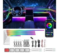 Dream Color Acrylic Car Interior Ambient Light Kit, Bphuny 18 in 1 593 LEDs Fiber Optic Decoration Ambient Lights with Music Dynamic Rainbow Rhythm, RGB Neon Lights for All Cars