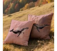 Dream Cushion Covers 20x20in Outdoor Cushions Waterproof Linen Throw Pillow Covers Whale Double Sided Printing Pack of 2 Square Pillowcase,Patio Garden Furniture Bench Room Sofa Decor Pillows AU-706