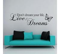 Dream Decals Removable PVC Wall Sticker Quotes Don't Dream Your Life Live Your Dreams for Living Room 77x21cm