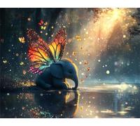 Dream Diamond Art Kits Adults, 5D Elephant Diamond Painting, Gem Art Painting for Beginners, Arts and Crafts Kits for Adults, DIY Full Drill Crystal Embroidery Gifts for Home Decor, 50x70cm 0a-1569