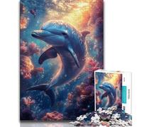 Dream Dolphin Jigsaw Puzzles for Adults 1000,Learning Educational Toys Family Games with Matching Poster And Trivia Sheet (38x26cm)