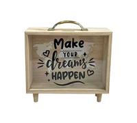 Dream Dream Fund Piggy Bank, Wooden Shadow Box for Cash and Coins, fund box