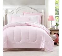 Dream Factory Checkered Bows Kids Bed in a Bag Microfiber Pink Full 7-Piece