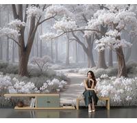 Dream Forest Photo Wallpaper -350 X 256 Cm Non-Woven Premium Fleece Wall Mural, Mysterious and Tranquil Bedroom Living Room Decoration Poster