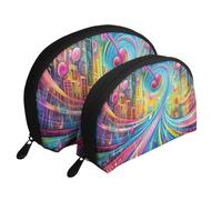 Dream Graffiti Symphony Printed Makeup Bags 2-Piece Portable Shell Travel Toiletry Bag