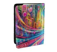Dream Graffiti Symphony Printed Passport Holder,Travel Pu Leather Passport Cover Case Organiser for Men Women,6.5 Inch