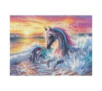 Dream Horse And Dolphin in Radiant Sea 500 Piece Complete Jigsaw Puzzle Set Teens Beginners Educational Challenge Puzzle Fans Group Play Anniversary Cardboard 500 PCS