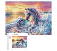Dream Horse And Dolphin in Radiant Sea 500 Piece Jigsaw Puzzle for Adults Indoor Brain Workout Logical Mastery Gift for Challenge Lovers 500 PCS