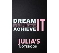 Dream It Believe It Achieve It Julia's Notebook: Personalised Motivational Journal Notebook for Girls Named Julia. (Custom Name Journal, Blank ... 110 Pages Pink Theme Cover(Julia Notebook)