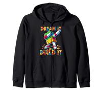 Dream It Build It Funny Blocks Bricks Toy Master Builder Zip Hoodie