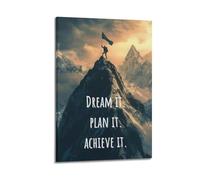 Dream It Plan It Achieve It Wall Art, Mountain-themed Print, Motivational Poster, Ambitious Canvas Picture Poster Decorative Painting Canvas Wall Posters And Art Picture Print Modern Family Bedroom De