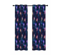 Dream Jellyfish Blackout Curtains for Bedroom Living Room, Ocean Deep Sea Starry Sky Abstract 84 In Long Thermal Insulated Room Darkening Drapes Grommet Window Treatments, 52 x 84 In