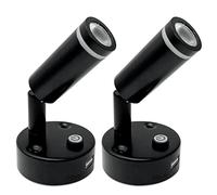 Dream Lighting 12v Caravan Light with USB Warm White Dimmable Black LED Spot Reading Light Wall Mounted for Campervan Motorhome Boat Interior Lighting 2W with Blue Night Light Set of 2