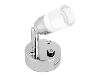 Dream Lighting 12v Reading Light with USB Campervan Caravan Motorhome Interior Light Clear Acrylic Lampshade with Coated Base 6000K Cool White and Blue LED Lighting