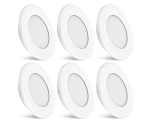Dream Lighting 12volt Downlights, Recessed LED Lighting for Motorhome Caravan Campervan Yacht, White Shell, Warm White, Pack of 6