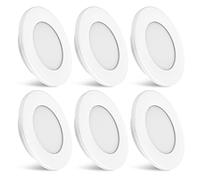 Dream Lighting LED Spot Lights 12v for Campervan LED Downlights Under Cabinet Lighting for Caravan Motorhome 6000K Cool White IP44 70MM 2.76INCH White Plate Set of 6