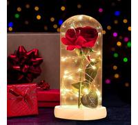 Dream Loom Eternal Rose, Artificial Flowers Under Bell, Magic Rose with LED Light Strip, Pink Gift for Birthday, Valentine's Day, Mother's Day and Birthday