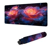 Dream Mouse Pad XXL 1200 x 600 mm, Mouse Mat Rose Desk Pad with Stitched Edges and Non-Slip Rubber Base, Waterproof Mousepad Gaming Office Desk Accessories, for Improves Speed and Precision H-8062