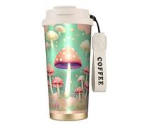 Dream Mushroom 17 oz Stainless Steel Insulated Coffee MugWhite - Leak-Proof Dual Drink Travel Mug